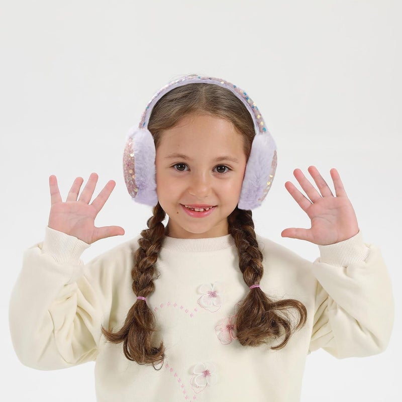 ACTLATI Girl Winter Earmuffs Sequin Shiny Outdoor Ear Warmers Fluffy Muffs Cute Faux Fur Earmuff for Kids Adult Women - Image 5